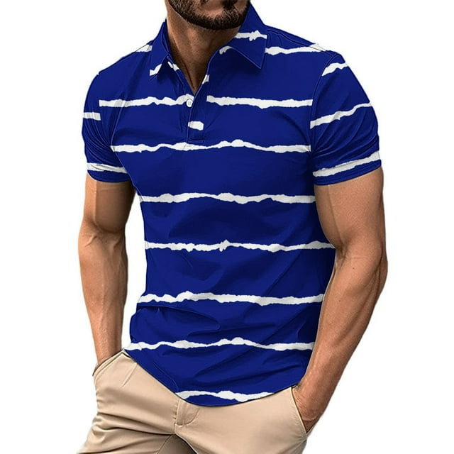 Los Hombres de Manga Corta Botón Arriba de la Camisa de la Impresión Del Suéter de la Camisa de Cuello de Vuelta, Poliéster