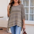 thumbnail image 3 of Xfvqtps Womens Cape Pullover Round Neck Fringed Cuff Knitting Stripe Comfortable Soft Sweater Fashion Casual Warm Fall and Winter Top Khaki, 3 of 6
