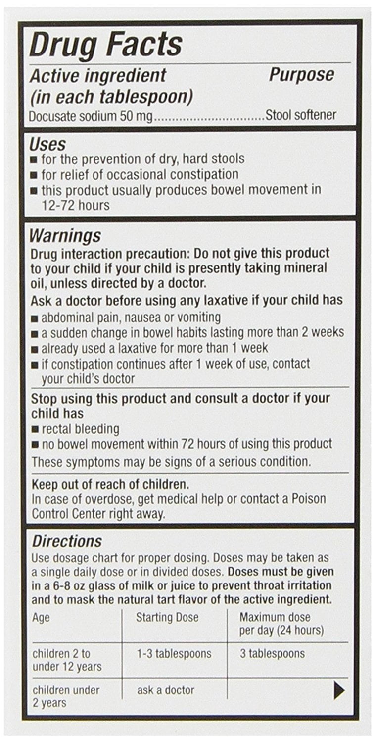 Pedia-Lax Liquid Stool Softener for Kids, Ages 2-11, Berry Flavor, 4 FL OZ