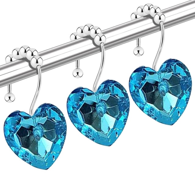 Ganchos para cortinas de ducha Yuiviot Diamond Heart, paquete de 12