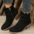 thumbnail image 2 of Women's Ankle Boots Classic Slip on Cutout Chelsea Western Booties Stacked Heel Suede Fall Winter Dress Work Pumps Shoes, 2 of 8