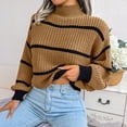 thumbnail image 2 of Striped Knitwear, Long Sleeve Easy To Match Acrylic Fibers Cropped Casual Striped Knitting Pullover For Women For Home Out ANGGREK Otros, 2 of 6