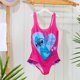 thumbnail image 2 of Traje de baño Disney para niñas de una sola pieza, cómodo y elástico, rosa, 2 of 5
