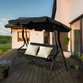 Costway Patio 3 Seats Canopy Swing Glider Hammock Cushioned Steel Frame