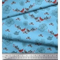 thumbnail image 3 of Soimoi Blue Cotton Voile Fabric Floral,Heart & Bird Folk Art Decor Fabric Printed Yard 42 Inch Wide, 3 of 3