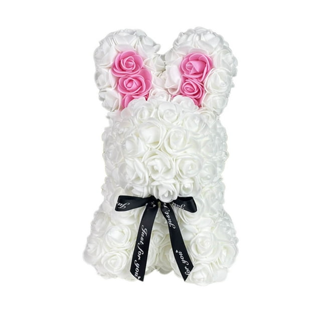 LSLJS Valentine's Day Simulation Rose Bunny Cuddle Bunny Birthday Gift Foam Bunny Landscape Craftsmanship