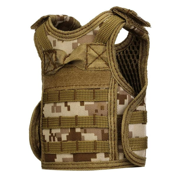 Desmontable Mini MOLLE Chaleco Estilo Cerveza Manga Cubierta Latas Botellas de agua Titular Camuflaje digital Zulema Manga de cerveza