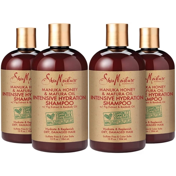 Sheamoisture Manuka Honey & Mafura Oil Shampoo With Fig Extract And Baobab Oil?- Hydrate   Replenish, Shea Moisture Curly Hair Products To Nourish And Soften Hair, 13 Oz Ea (Pack Of 4)