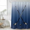 thumbnail image 4 of Navy Blue Ombre Bathroom Shower Curtains with 12 Hooks Polyester Waterproof Shower Curtain for Stalls and Bathtubs Black Hockey Sticks Minimalist Style Decorative Bathroom Privacy Curtain 36x72 Inch, 4 of 9
