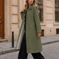thumbnail image 5 of SHENGXINY Women's Long Button Trench Coat Lapel Lined Kneee Length Long Sleeve Windproof Outwears Casual Jacket for Work Daily Wear Fall Winter Green 3XL, 5 of 9