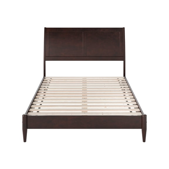 Solid Wood Sleigh Bed - Low Profile Platform Bed Frame - Full Size Bed Espresso Finish