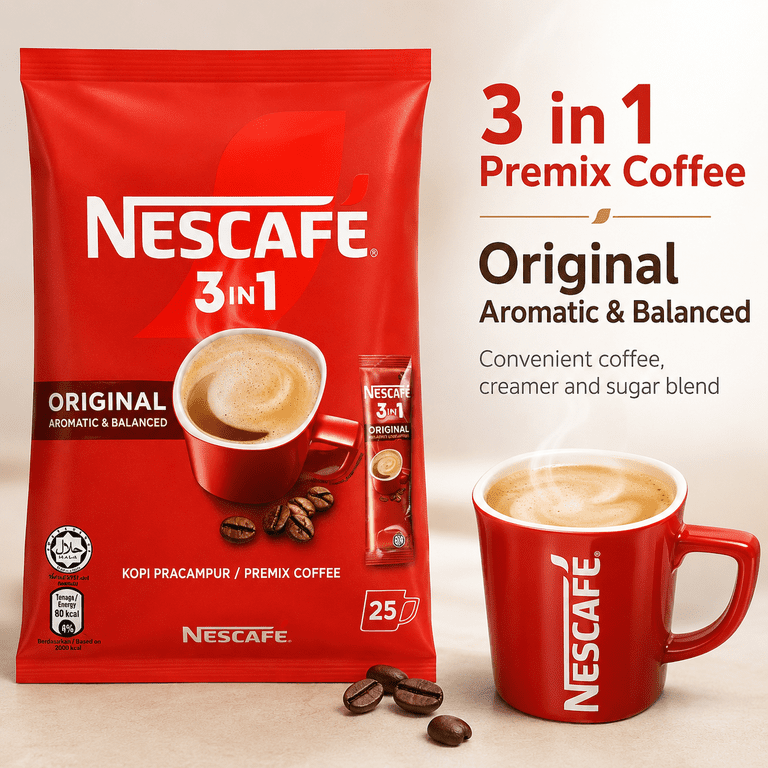 NESCAFÉ, 3-in-1 Premix Coffee Packets, Aromatic and Creamy, 19g