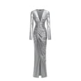 thumbnail image 1 of Vestido Bellabarnetten Linka Deep V Camisa Maxi de manga larga, 1 of 7