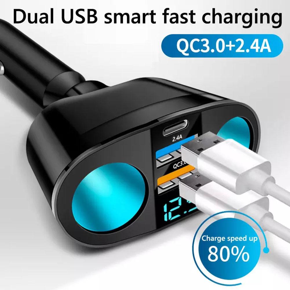 Dual Usb Dc Led Car Cigarette Lighter Adapter Charger 12v 2 Way Socket Splitter I2f0 