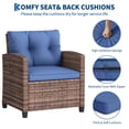 thumbnail image 4 of 3 Piece Wicker Patio Bistro Set with Cushions and Glass Table, All Weather PE Rattan Outdoor Conversation Chairs for Balcony Backyard Porch, Brown Gray Gradient Blue Beige, 4 of 8