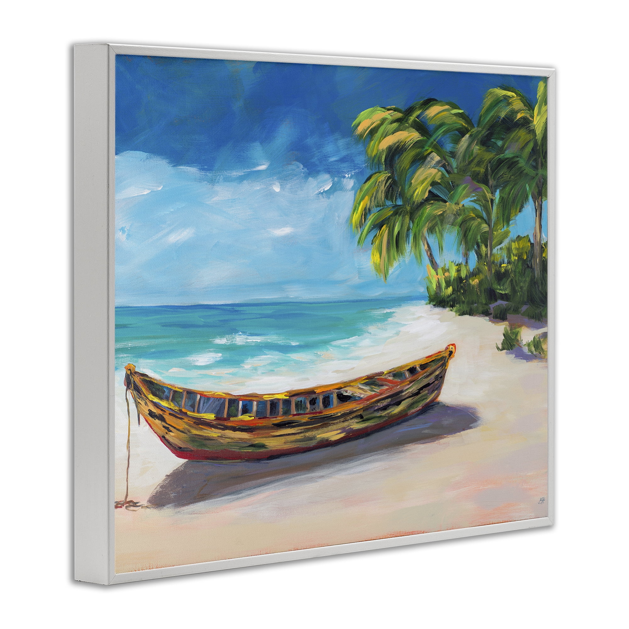 Stupell Industries Boat on Lost Island White Framed Giclee Art, design by Julie DeRice