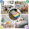 thumbnail image 5 of Colorful Tie Dye Mandala Pattern Rectangle Tablecloth 60"x120",Waterproof Polyester Rectangle Table Cloth, Wipeable Spillproof Polyester Tablecloth for Dining, Camping, Indoor and Outdoor, 5 of 6