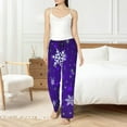 thumbnail image 4 of Wukai Dark Purple Snowflakes Women Pajama Pants Comfy Stretch Drawstring Palazzo Wide Leg Lounge Pant Comfy Sleepwear Yoga Pants-Medium, 4 of 6