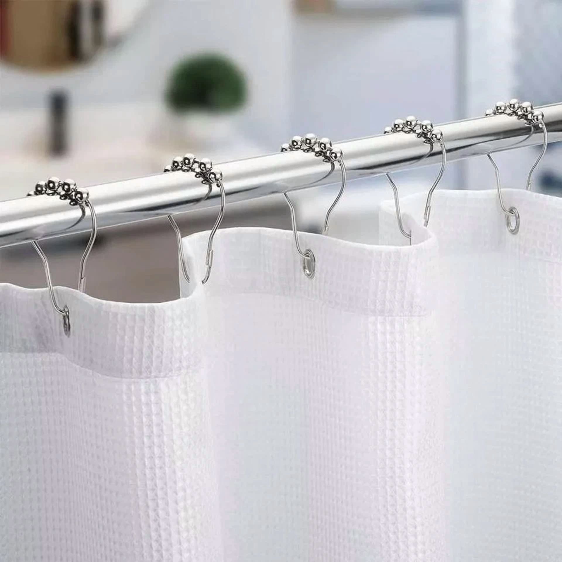 12 Pack Metal Shower Curtain Hooks Rings Double Glide Roller Set For Bathroom Us