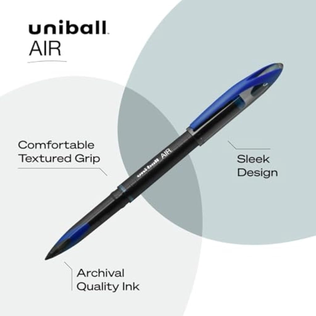 uniball Air Porous Point Pens, Medium Point (0.7mm), Blue, 12 Pack