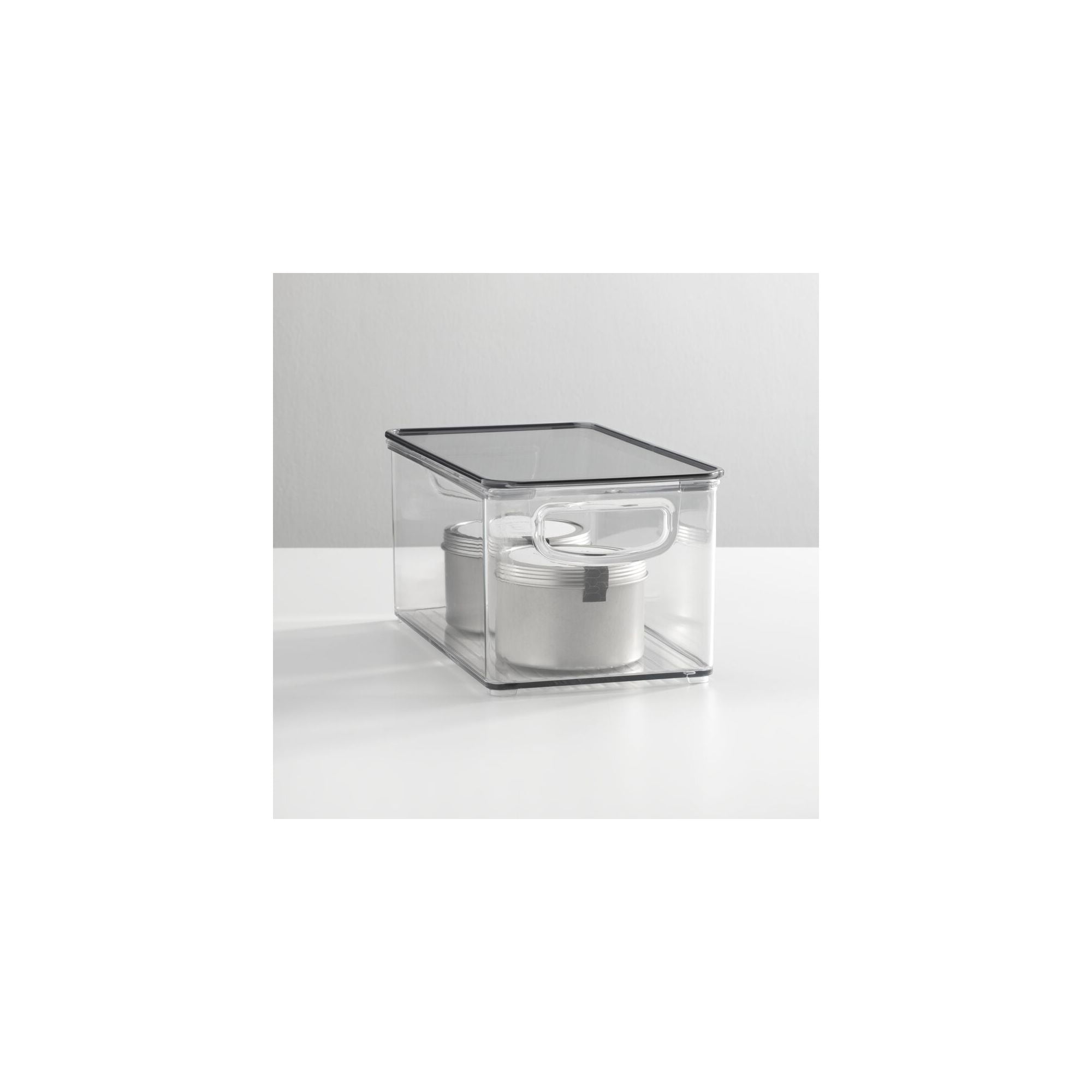 mDesign Plastic Deep Kitchen Storage Bin Box, Lid/Handles, 6 Pack, Clear/Gray
