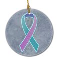 thumbnail image 1 of Teal, Pink and Blue Ribbon for Thyroid Cancer Awareness Ceramic Ornament, 1 of 3