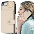 thumbnail image 7 of Allytechgroup iPhone SE 2022/2020/ iPhone 8 7 Wallet Case, Ring Holder Stand Cards Slots Shockproof Retro Flip Back Cover Phone Case for Apple iPhone SE 3rd 2nd Gen/ iPhone 8 7, White, 7 of 7