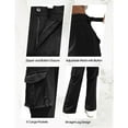 thumbnail image 6 of AILIYIL Cargo Pants Women High Waist Casual Pants Wide Leg Pants Baggy Streetwear Trousers 6 Pockets (Black,M), 6 of 7