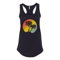 thumbnail image 2 of Two Coconut Palm Trees Beach Sunset | Womens Pop Culture Jersey Racerback Tank Top, Black, Small, 2 of 4