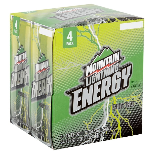 Mountain Lightning Energy Drink with Caffeine, 16 fl oz, 4 count
