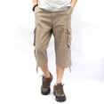 thumbnail image 2 of SWSMCLT Men's Cargo Capris Soft Cotton Loose Casual Spandex Mid Rise Button Fly Pocket Gaucho Cropped Pants Cream 44, 2 of 4