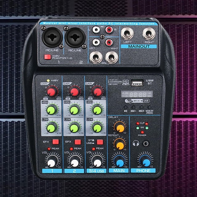 Mezclador de 4 canales, procesador Digital USB multifuncional con placa de sonido para