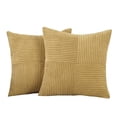 thumbnail image 2 of Couch Pillow Covers, 2 Piece Corduroy Pillow Covers, 18X18 Inch Neutral Square Throw Pillow Set, Solid Color Sofa Pillow Cases for Home Sofa Living Room, Cozy Soft Striped, 2 of 7