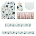 thumbnail image 2 of Sweet Jojo Designs 6 Piece Crib Bedding + BreathableBaby Breathable Mesh Liner Watercolor Floral Navy Blue And Pink Girl, 2 of 6