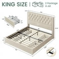 thumbnail image 4 of Breltam Platform Bed with 4 Storage Drawers, King Size Tufted Bed with Upholstered Headboard, Beige, 4 of 12