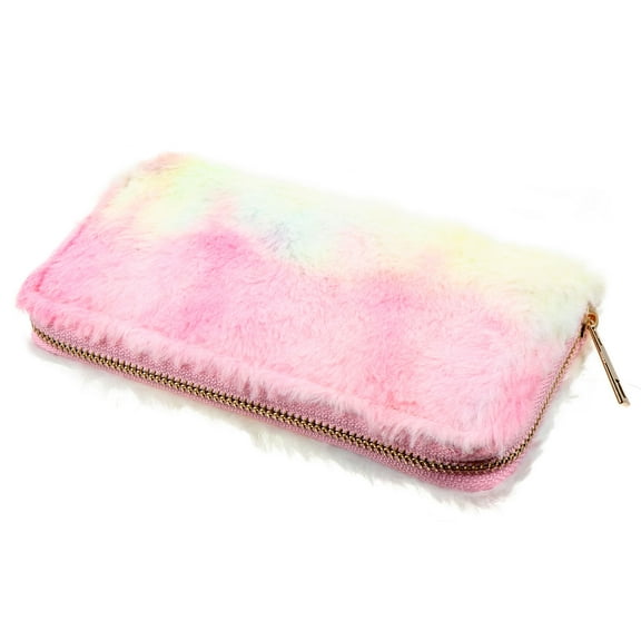 OULII 1Pack Women Wallet Plush Zipper Wallet Organization Storage for Work School 7.9x4in