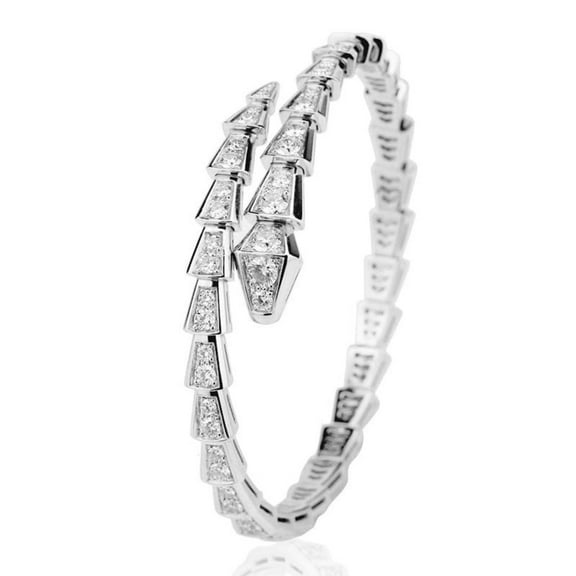 Snake Bracelet Moissanite Bracelet 7 inch White Gold Plated Gifts for Women Girls Luxury Jewelry Fine Medusa Bracelet