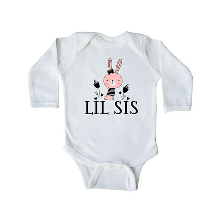 

Inktastic Little Sister Girl Bunny Lil Sis Gift Baby Girl Long Sleeve Bodysuit