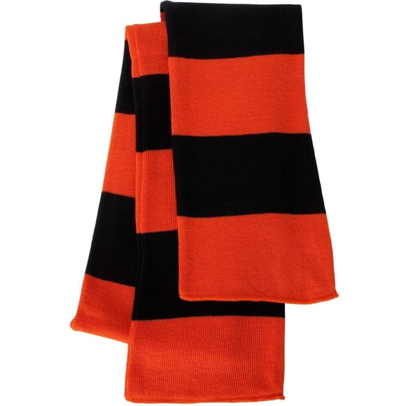 Sportsman - Bufanda de punto de rugby, negro naranja Sportsman Bufandas