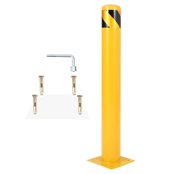 Qinaqin 42" cm de Alturaeight Seguridad Bollard Post 4.5" Profundidadiameter Steel Pipe Amarillo con 4 Anchor Bolts