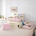 thumbnail image 6 of jejeloiu Kawaii Axolotl Lovers 7 Pieces Bedding Comforter Set,Ocean Cartoon Animal Full Bedding Set,Pink Black Beige Fitted Sheet Flat Sheet For Girls,Super Cozy Room Decor Reversible, 6 of 8