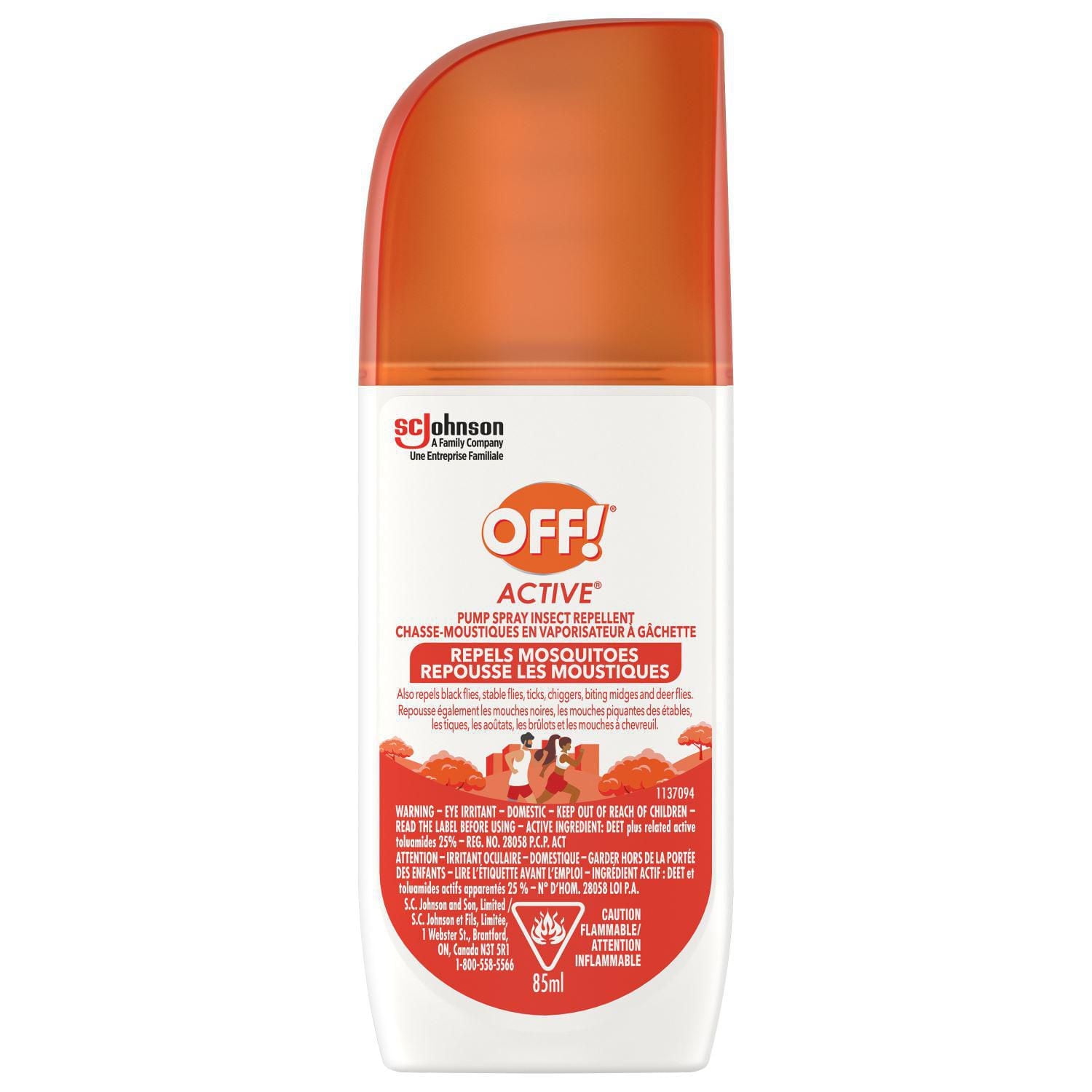 OFF! Vaporisateur en pompe chasse-moustiques Active, jusqu’à 8 heures de protection, résistant à la transpiration, format voyage 85 ml
