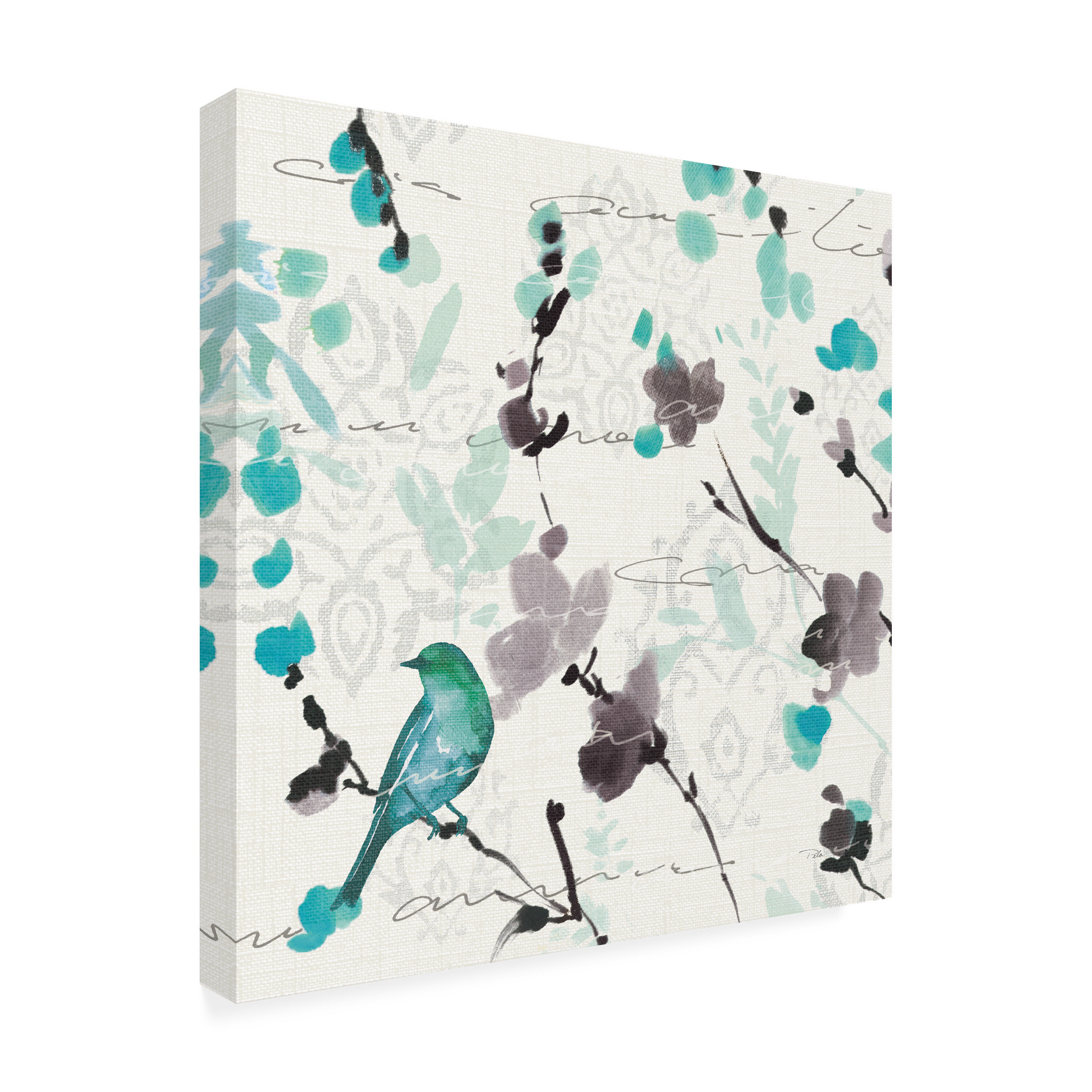 Trademark Fine Art 'Flowing III Teal and Grey' Canvas Art by Pela