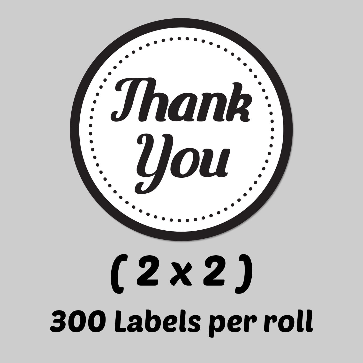 Round Thank You Stickers (2 inch, 300 Labels per Roll, 5 Rolls, Black) for  Wedding, Birthday, Event, Thanks Envelope, Gift Box 