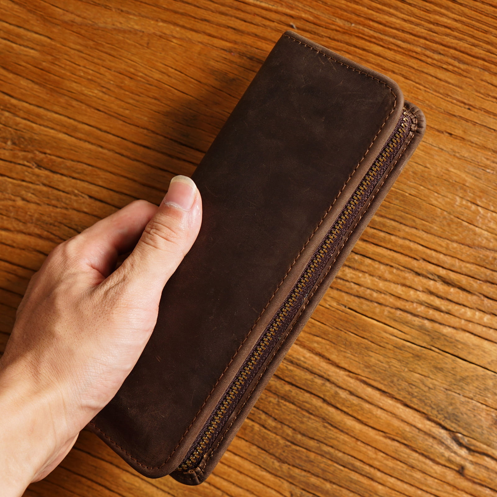 Leather Pen Pouches Leather Fountain Pen Case Elastic Pen Holder Slots 5-11 Pen Pencil for Women Men Professional