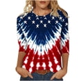 thumbnail image 2 of Avrnliq American Flag Patriotics Shirts Women USA 4th of July T Shirt Red White Blue Graphic 3/4 Sleeve Tee Tops, 2 of 5