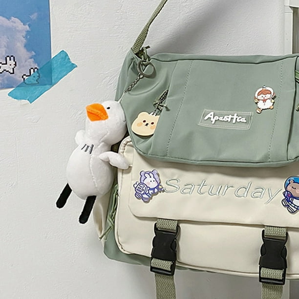 Bolso Escolar para Mujer Bolso Bandolera Con Multiples Bolsillos Y Mochila Con Verde