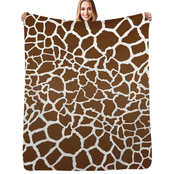 Giraffe print Flannel Blanket Warm Soft Bedding Throws Winter Camping Chair Sofa Bed