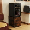 thumbnail image 5 of Advwin Heavy Duty Mini Fridge Stand with Storage, Mini Refrigerator Cart with Rolling Cabinet, Drawer & Lockable Wheels, Beverage Fridge Table for Dorm Home Office Bedroom, Rustic Brown, 5 of 12