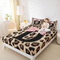 thumbnail image 3 of Erosebridal Leopard Animal Print Full Size Sheets For Girls,Black Letter D Personalized Initial Kids Bed Sheets 4pcs, 3 of 6